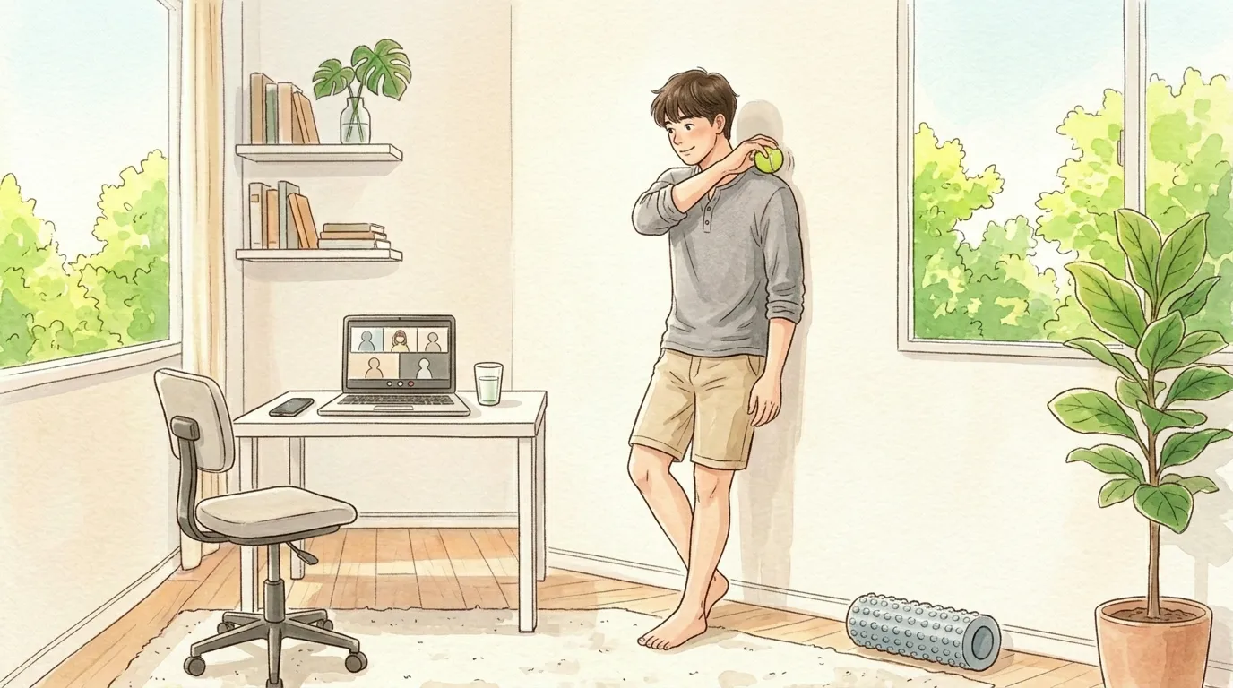 テレワーク中の背中のこりケア