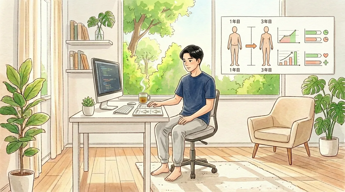 在宅勤務1年目と3年目の体の変化