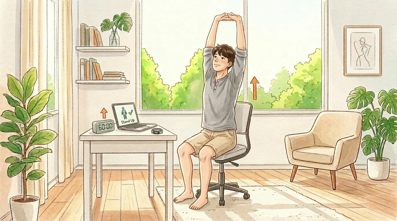 座りすぎのリスクと1時間に1回の対策