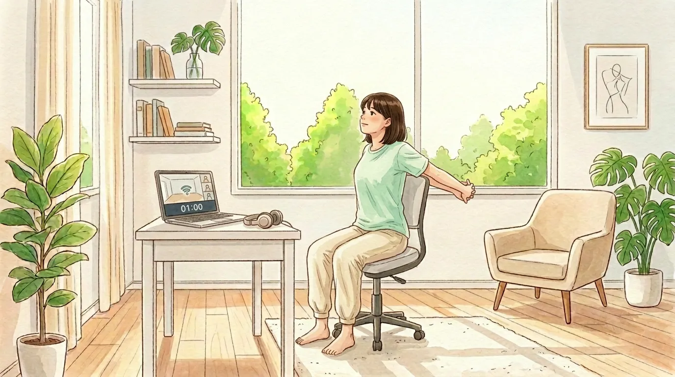 会議前1分の体ほぐし：首肩リセット・胸開き・深呼吸