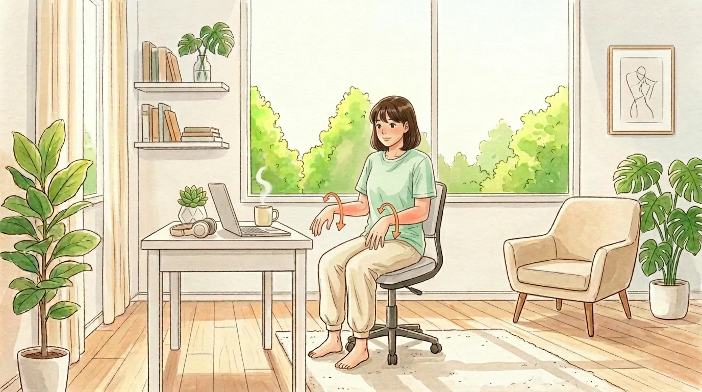 手首まわしで腕のこわばりをほぐすのイラスト