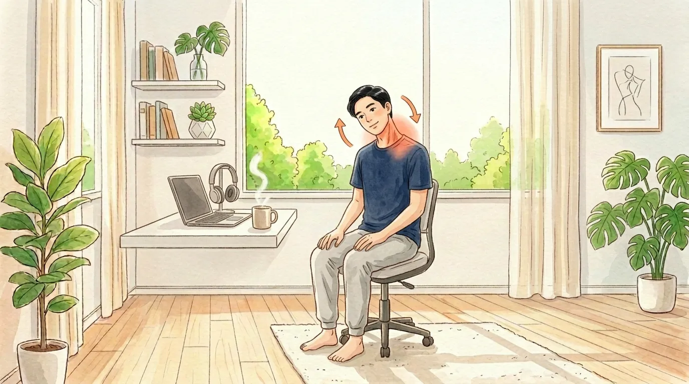 首肩のこわばりをゆるめるゆっくりストレッチのイラスト