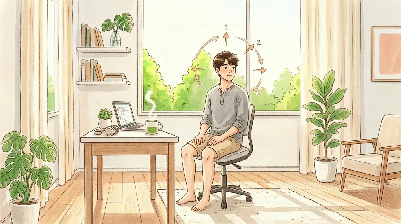 眼球ゆっくり8方向ストレッチのイラスト