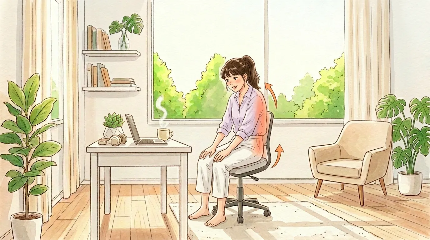 反り腰をゆるめる背中丸めのイラスト