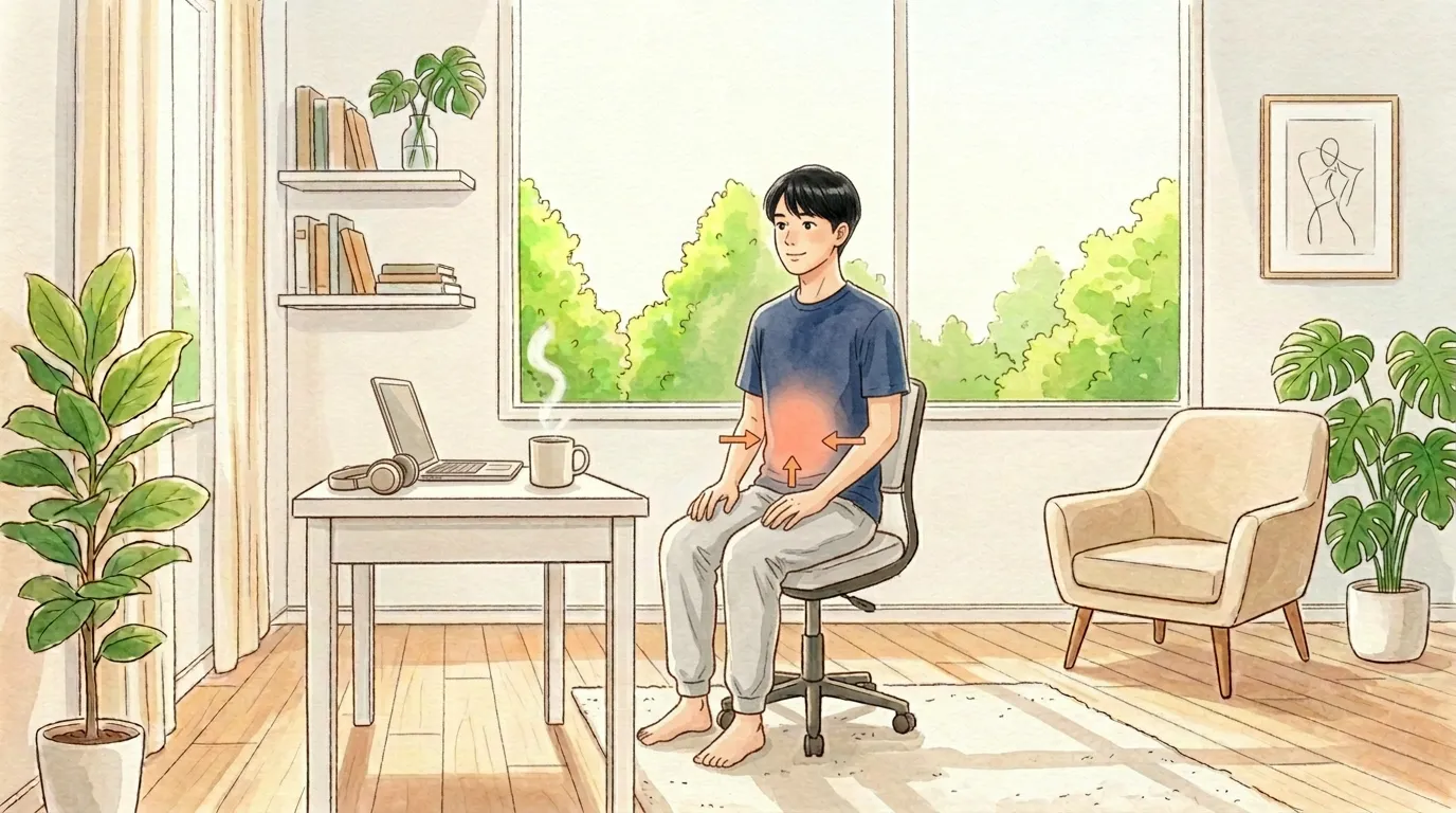 腰まわりを支える体幹スイッチONのイラスト