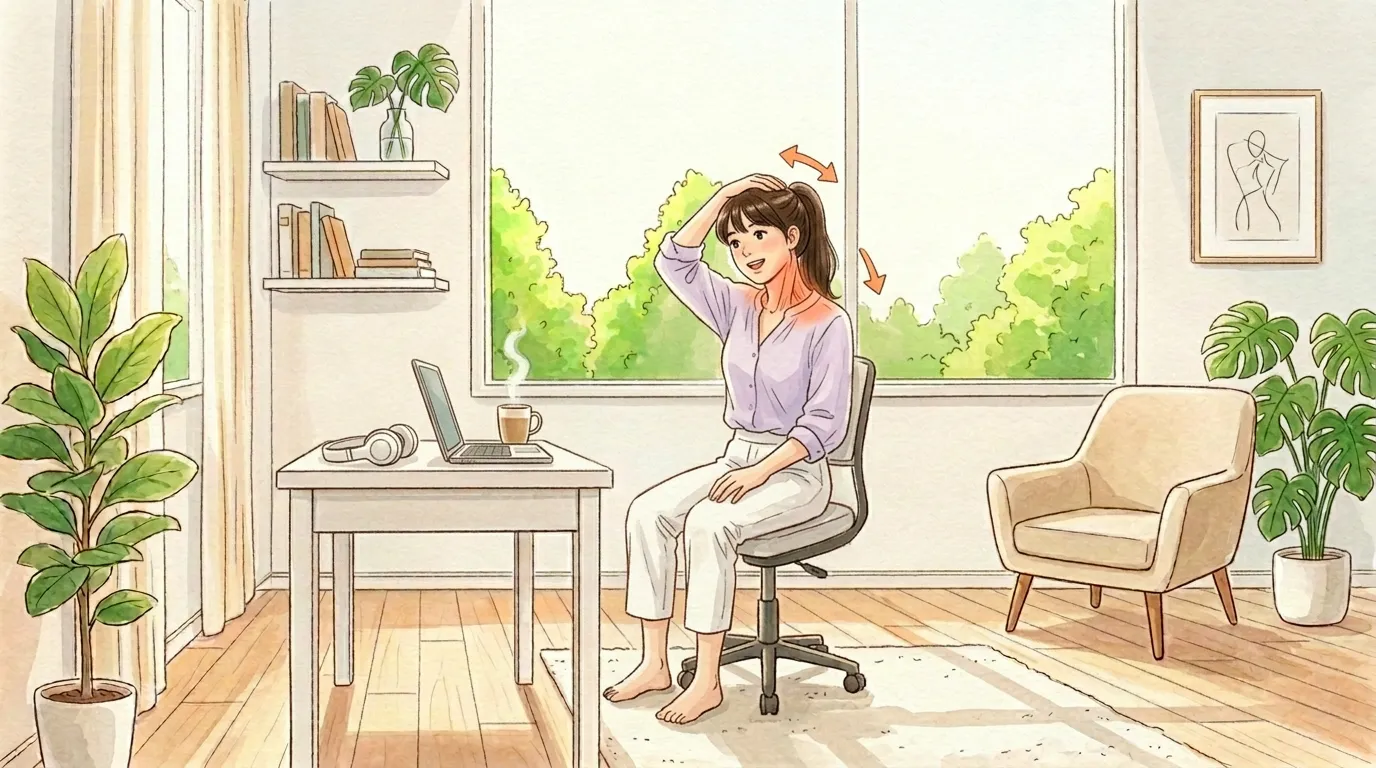 首、かたまってない？のイラスト