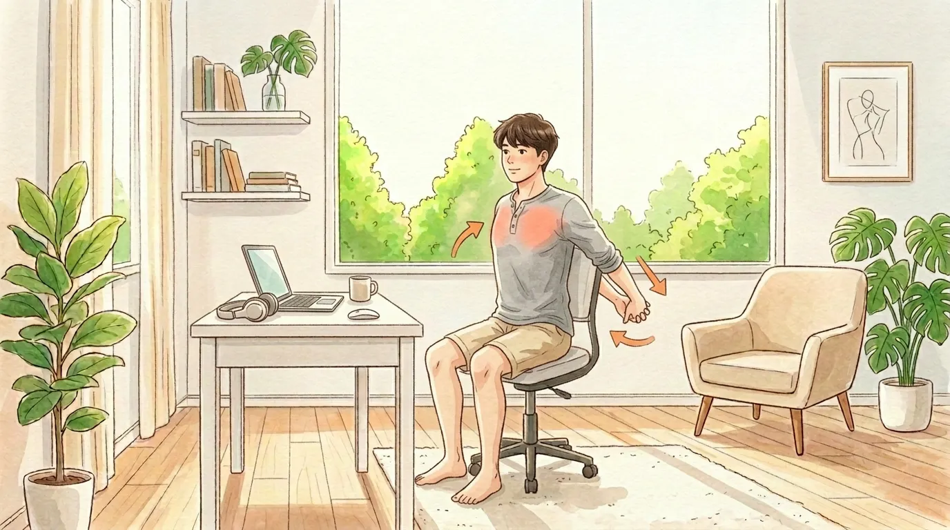 巻き肩をひらく30秒のイラスト