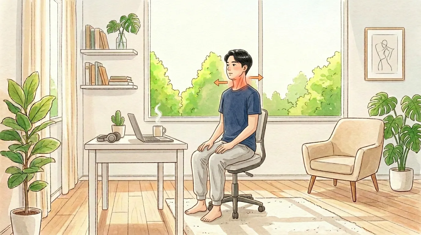 首の姿勢リセット・あご引きキープのイラスト