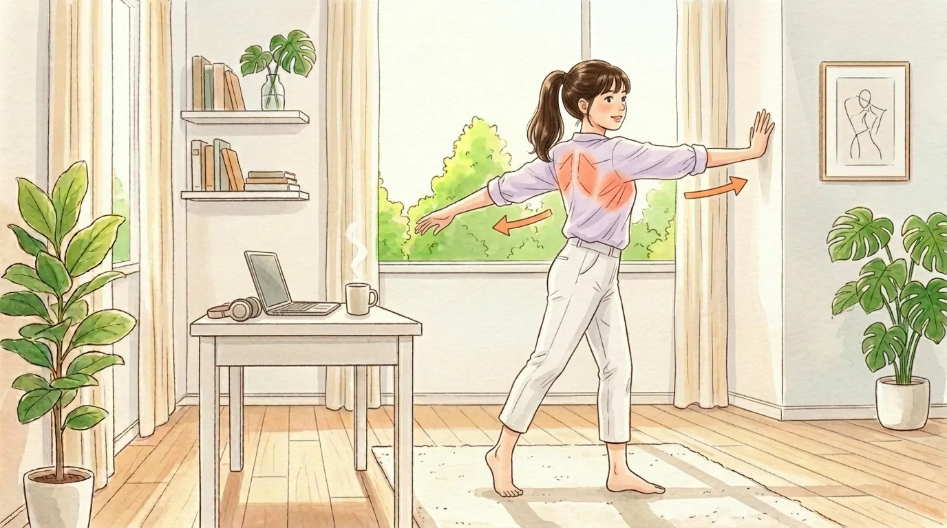 肩甲骨はがしストレッチのイラスト