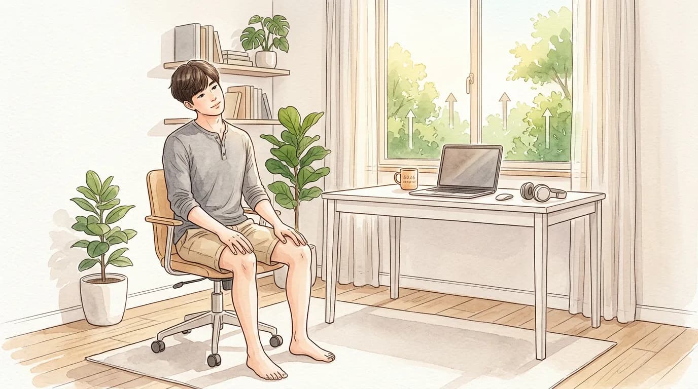 会議前・後の首まわし1分のイラスト