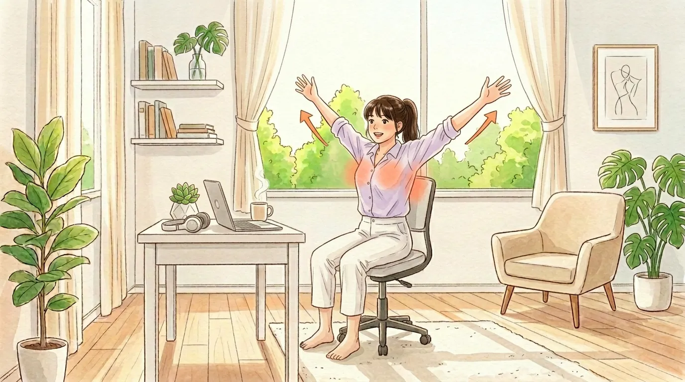 胸をひらくバンザイストレッチのイラスト