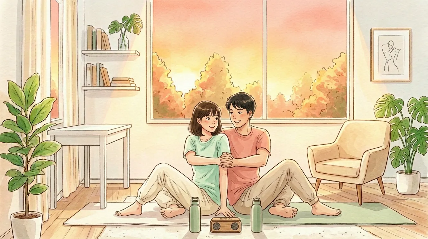 夫婦で在宅勤務ペアストレッチ